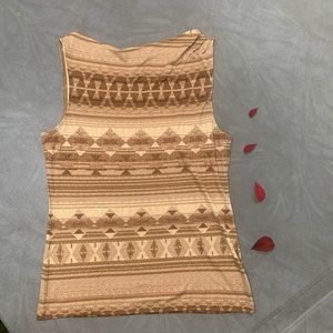 Ralph Lauren Beige Patterned Sleeveless Shirt